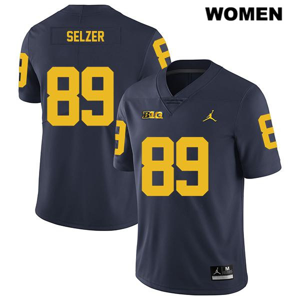 Women's NCAA Michigan Wolverines Carter Selzer #89 Navy Jordan Brand Authentic Stitched Legend Football College Jersey YD25U50BQ